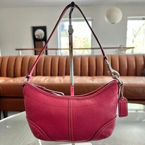COACH Hot Pink Fuschia Pebbled Leather Soho Mini Shoulder Bag